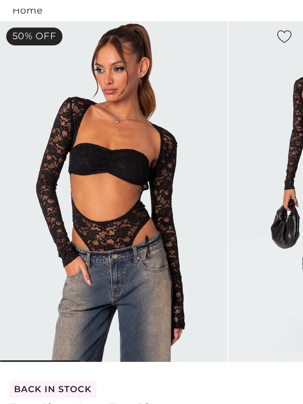 Sheer lace two piece bodysuit